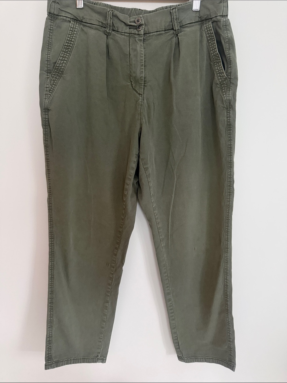 Love & Legend Women Khaki Green Stretch Hi Rise Pockets Ankle Pants Size 16
